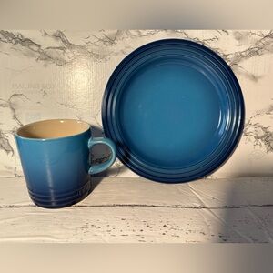 Blue Mug and 8.5” Plate Set Le Creuset Azure Blue & 12 Oz mug